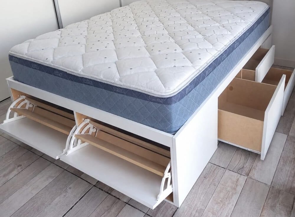 Modelo Zapatero: cama box con cajones frontales adaptados para calzado